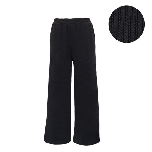 FIL Womens Soft Knit Pants with Pockets Ribbed Stretch Casual Pull-On Trousers [Size: 10] [Colour: Black]
