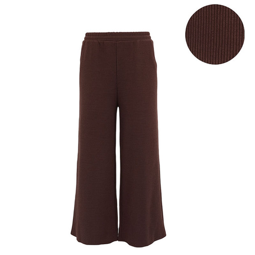 FIL Womens Soft Knit Pants with Pockets Ribbed Stretch Casual Pull-On Trousers [Size: 8] [Colour: Cocoa Brown]