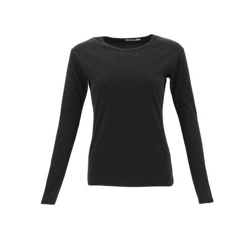 FIL Women's Soft Stretch Long Sleeve Thermal Fleece Crew Neck Top T-Shirt [Size: 8] [Colour: Black]
