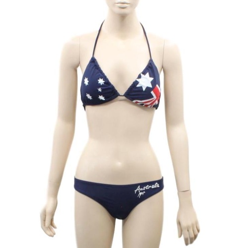 BNWT Ladies Sz 8 Wavezone Brand Navy Blue Aussie Print Bikini Swim Suit Set