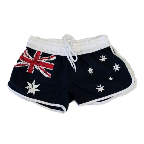 Womens Ladies Shorts Australian Australia Day Souvenir Beach Gym Shorts – Flag [Size: 10]