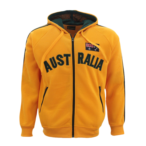 Adult Zip-up Hoodie Jacket Jumper Australian Australia Day Souvenir [Size: L] [Colour: Gold]
