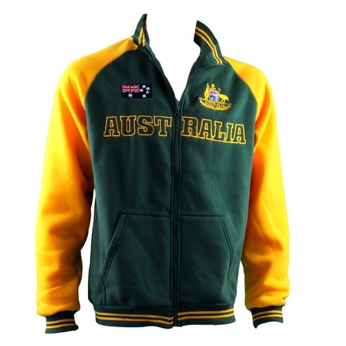 Adult Full Zip Up Baseball Jacket Jumper Australian Australia Day - Green & Gold [Colour: Green] [Size: L]