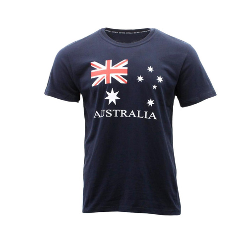 Adult T Shirt Australian Australia Day Souvenir 100% Cotton - Flag Navy [Size: S]