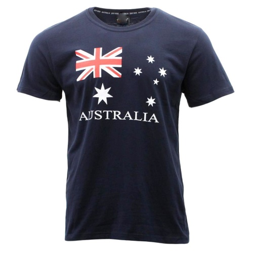 Adult T Shirt Australian Australia Day Souvenir 100% Cotton - Flag Navy [Size: xs]
