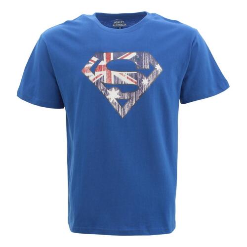 Adult T Shirt Australian Australia Day Souvenir Gift 100% Cotton - Superman [Colour: Blue ] [Size: M] 