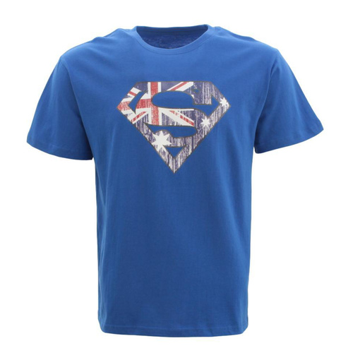 Adult T Shirt Australian Australia Day Souvenir Gift 100% Cotton - Superman [Colour: Blue ] [Size: XXL] 