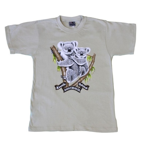 Adult T Shirt Australian Australia Day Souvenir Gift 100% Cotton - Koala Habitat [Colour: Cream] [Size: L] 