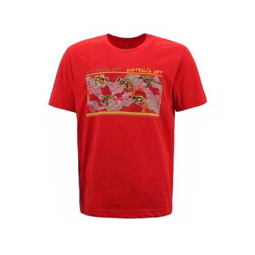 Adult T Shirt Australian Australia Day Souvenir Gift 100% Cotton - Australia Art [Colour: Red] [Size: L] 
