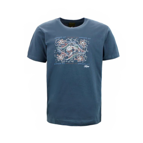Adult T Shirt Australian Australia Day Souvenir 100% Cotton - Aboriginal Art A [Colour: Dark Blue] [Size: L] 