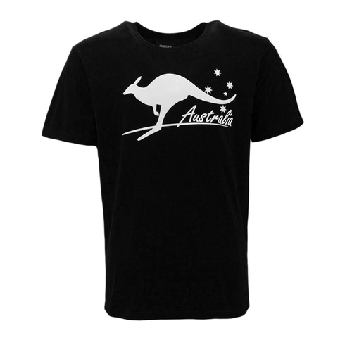 FIL Adult T Shirt Australia Day Souvenir 100% Cotton Australia Kangaroo [Size: S] [Colour: Black]