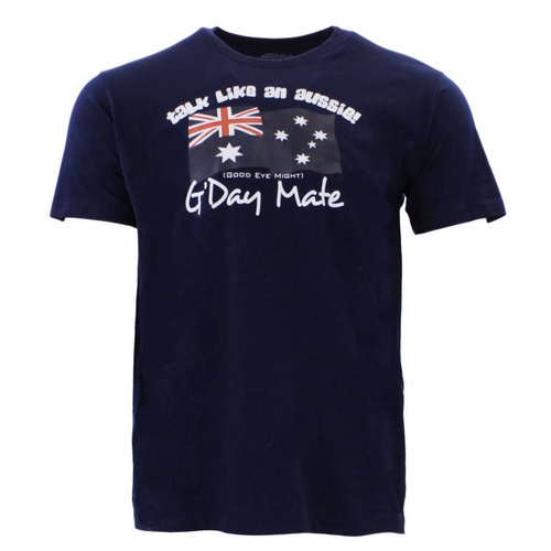 Adult T Shirt Australian Australia Day Souvenir 100% Cotton - G'Day Mate [Size: S] [Colour: Navy]