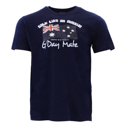 Adult T Shirt Australian Australia Day Souvenir 100% Cotton - G'Day Mate [Size: XS] [Colour: Navy]