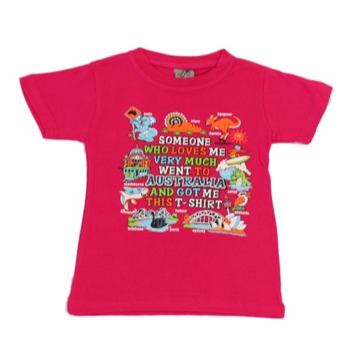 Kids Glitter T-Shirt Australian Australia Day Souvenir Gift 100% Cotton- Someone [Colour: Hot Pink] [Size: 0] 