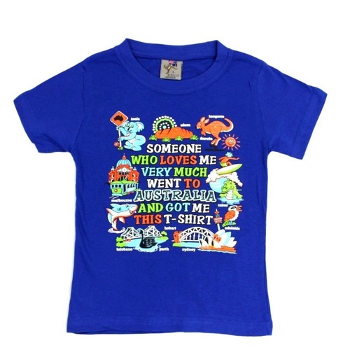 Kids Glitter T-Shirt Australian Australia Day Souvenir Gift 100% Cotton- Someone [Colour: Royal Blue] [Size: 0] 