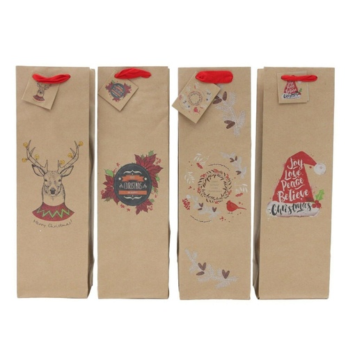 12x Christmas Gift Bags 5 sizes S M L XL Bottle Premium High Quality [Size: Bottle]  [Design: N]