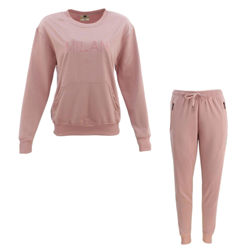 FIL Women's Tracksuit 2pc Set Loungewear Jumper Track Pants Embroidered - Milan [Size: 12] [Colour: Dusty Pink]