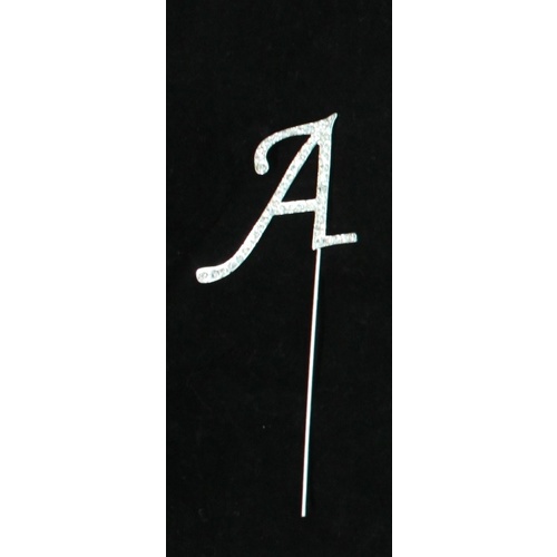 Diamante Cake Pick Topper A- Z Letters 0 - 9 Numbers Crystal Rhinstone [Design: A]