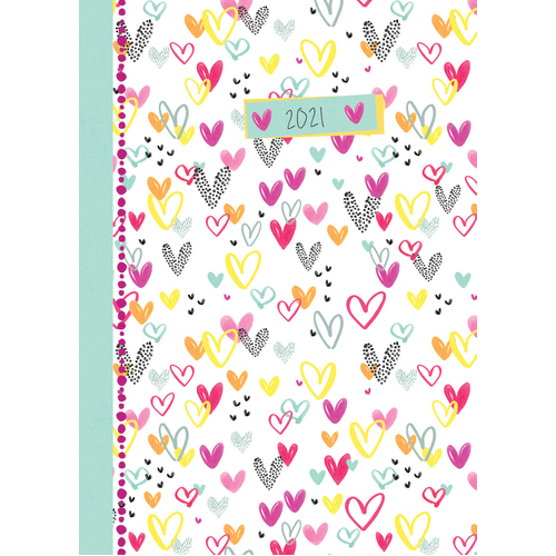 Hearts - 2021 Diary Planner A5 Padded Cover by The Gifted Stationery (DE)