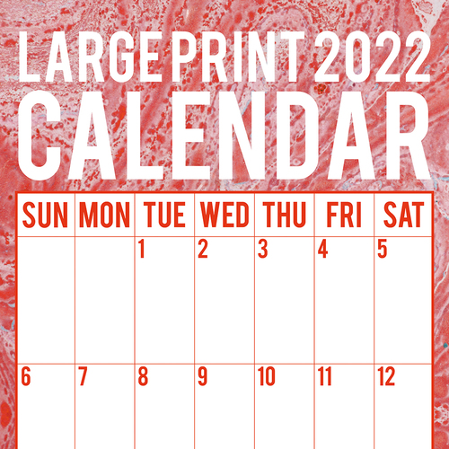 Large Print Calendar - 2022 Square Wall Calendar 16 month by Gifted Stationery