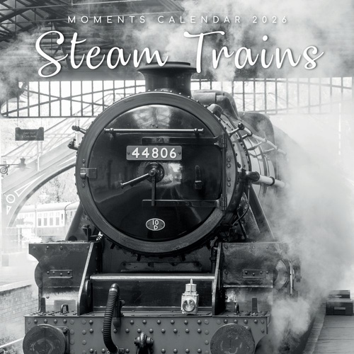 Steam Trains - 2026 Gifted Stationery Wall Calendar B&W Railway Photography