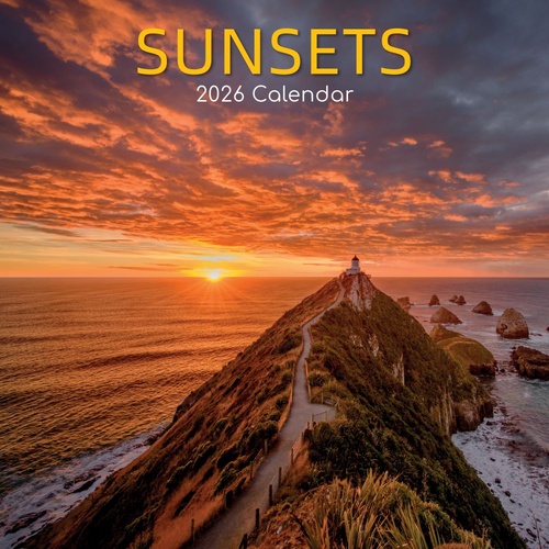 Sunsets - 2026 Gifted Stationery Wall Calendar Golden Horizons