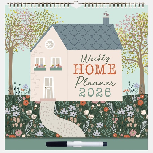 2026 Weekly Home Planner - Wall Calendar Organiser w Dry Wipe Pen & Stickers