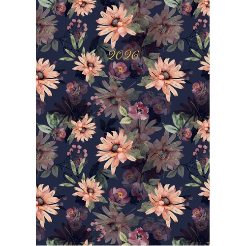 Blushing Blooms - 2026 Gifted Stationery A5 Padded Diary Planner Flower Design
