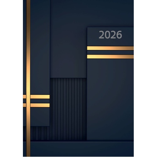 Gold Bars - 2026 Gifted Stationery A5 Padded Diary Planner Luxe Gold Effect