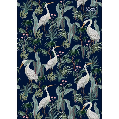 Opulence  2026 Gifted Stationery A5 Padded Diary Planner Botanical Herons