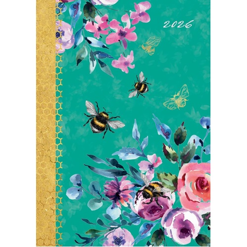 Queen Bee - 2026 Gifted Stationery A5 Padded Diary Planner Bee Illustration