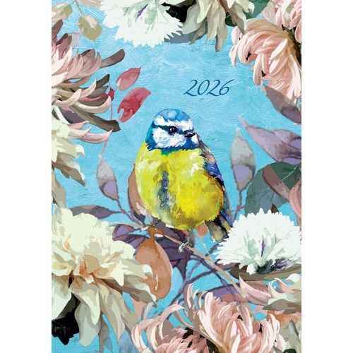 Symphony  2026 Gifted Stationery A5 Padded Diary Planner Bird and Floral Design