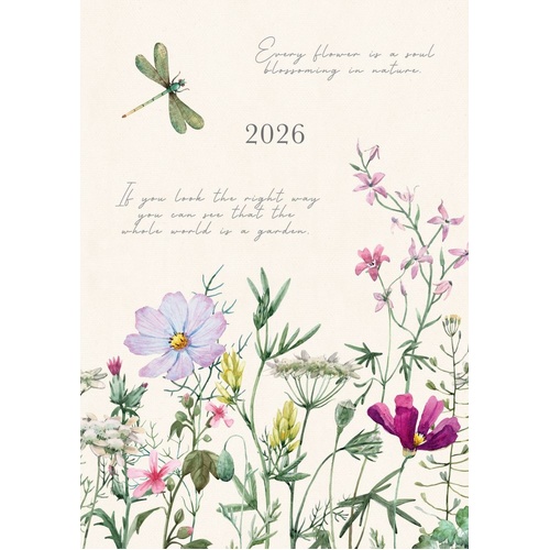 Wild Harmony  2026 Gifted Stationery A5 Padded Diary Planner Wildflower Art