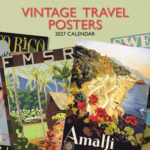 Vintage Travel Posters - 2027 Gifted Stationery Wall Calendar Planner