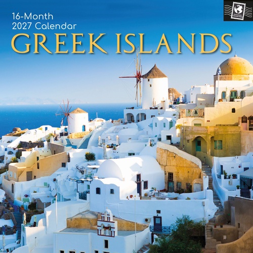 Greek Islands - 2027 Gifted Stationery Wall Calendar Monthly Planner
