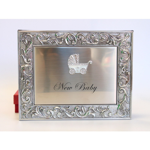New Baby Celebration Baby Christening Pewter Guest Book/Album W Box