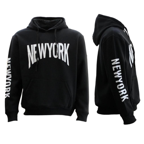 Adult Men's Unisex Hoodie Cotton Rich Jumper Pullover Sweater - NEW YORK B [Size: S] [Colour: Black]