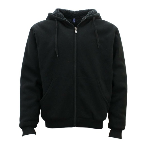 Winter Mens Womens Unisex Zip-Up Hoodie w Sherpa Fur Thick Hooded Jacket Jumper [Colour: Black] [Size: S]