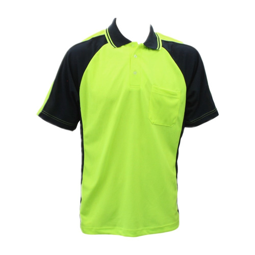 Hi-Vis Safety Polo Workwear Short Sleeve Shirt Top w/ Chest Pocket Two tone [Size: 2XL] [Colour: Lime]