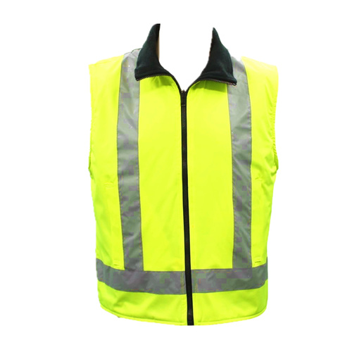Adult Hi Vis Reversible Polar Fleece Vest w Reflective Tape Safety Work Wear [Size: S] [Colour: Lime]