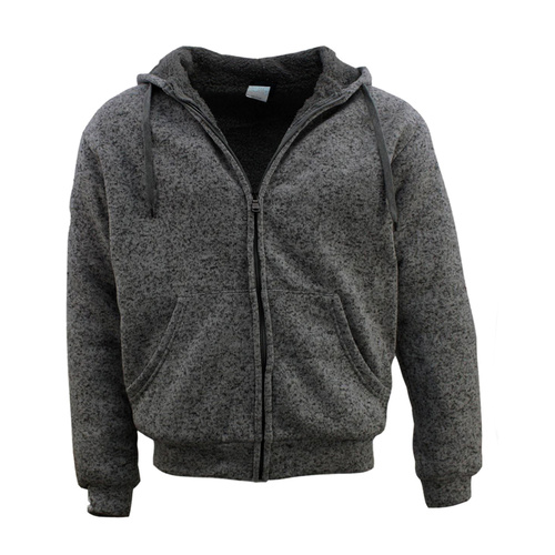 Men's Thick Winter Sherpa Fur Hoodie Zip Up Hooded Jumper Coat Jacket Sweater [Size: S] [Colour: Dark Grey]