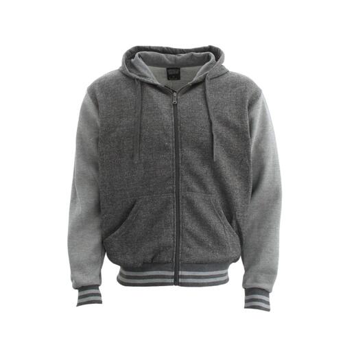 Mens Varsity Hoodie Casual Jacket College Sweatshirt Sport Fleece Zip Up Jumper [Size: M] [Colour: Light Grey]