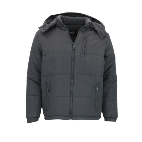 FIL Mens Parka Puffer Jacket Quilted Detachable Hoodie Puffy Padded [Size: L] [Colour: Dark Grey]