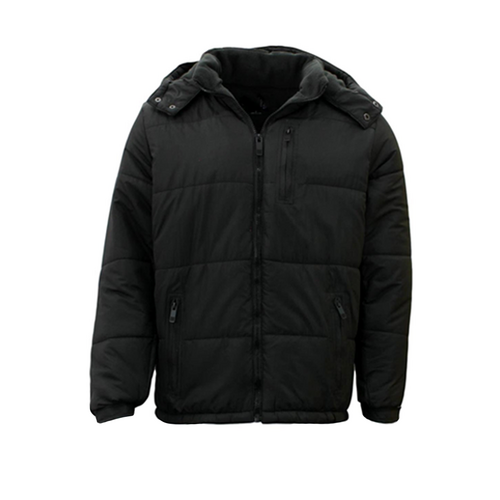 FIL Mens Parka Puffer Jacket Quilted Detachable Hoodie Puffy Padded [Size: S] [Colour: Black]