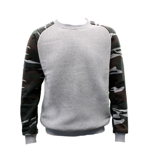 NEW Men's Adult Unisex Crew Neck Jumper Pullover Casual Sports - Camouflage [Size: S] [Colour: Light Grey]