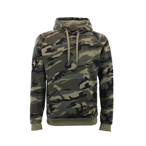 FIL Adult Men's Camo Pullover Hoodie Fleeced Camouflage Military Print Jacket [Colour: Green Camo][Size: XS] 