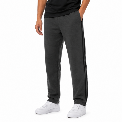 NEW Men's Fleece Lined Track Pants w Zip Pocket Striped Casual Track Suit Pants [Size: S] [Colour: Dark Grey w Black Stripes]