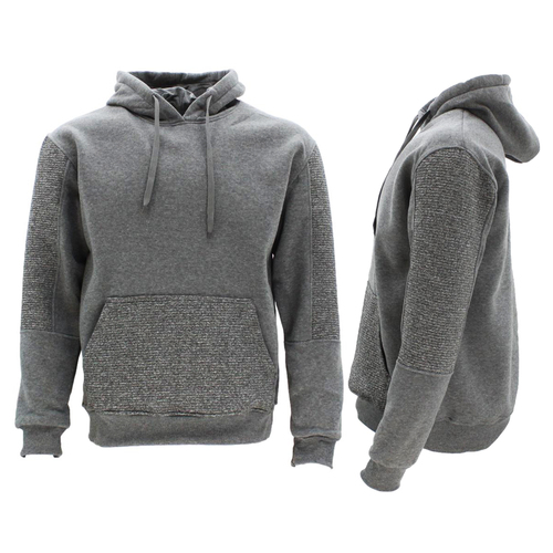 Men’s Fleece Pullover Hoodie Hooded Jumper Sweater w Ribbed Pockets Sleeve [Size: S] [Colour: Dark Grey]