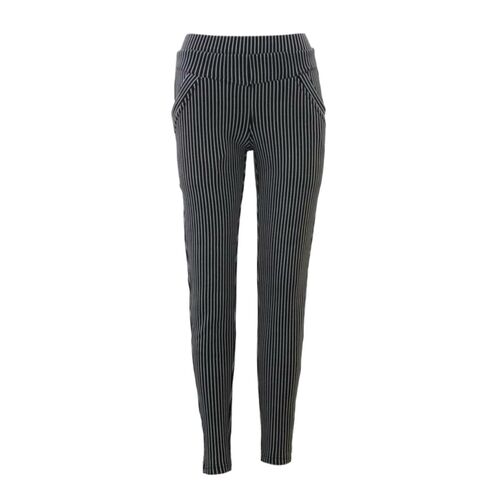 Women's Stretch Winter Slim Thermal Thick Fleece Lined Leggings Pants w Pockets [Size: 18] [Colour: Pinstripe B]
