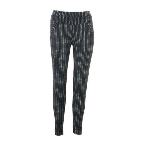 Women's Stretch Winter Slim Thermal Thick Fleece Lined Leggings Pants w Pockets [Size: 14] [Colour: Pinstripe C]